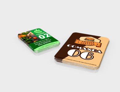 Comanda com Arte Variável em PVC 0,76mm Cristal Frente e Verso 13,6x21,1cm - 4x4 - 1 unid