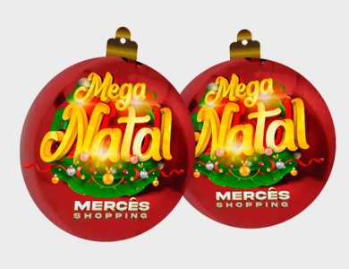Móbile Bolinha de Natal Grande PVC 0,3 mm Verniz Frente e Verso 17,4x20,4 cm - 4x4 - 5 unid