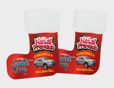 Móbile Bota de Papai Noel Pequeno PVC 0,3 mm Verniz Total Frente e Verso 22x23,4 cm - 4x4 - 1000 unid