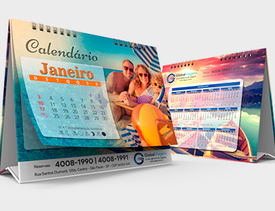 Calendário de Mesa 2025 com Porta Cartões Couchê 300g Sem Verniz 18x25cm - 4x0 - 100 unid