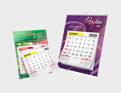 Folhinha com Bloco de Calendário 2025 Duplex 250g Verniz Total Frente 24,5x35cm - 4x0 - 500 unid