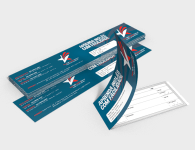 Capa de Carnê Couchê 120g Verniz Total Frente e Verso 42,3x10cm - 4x1 - 100 unid