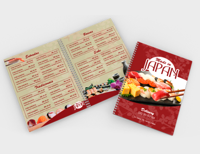 Cardápio Wire-o com 18 Páginas em PVC 0,76mm Fosco Frente e Verso 21,5x29cm - 4x4 - 5 unid