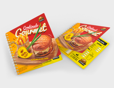 Cardápio Wire-o com 10 Páginas em PVC 0,76mm Cristal Frente e Verso 14,4x14,4cm - 4x4 - 25 unid