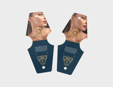 Cartela de Bijuteria Formatos Especiais Couchê 250g Verniz Total Frente 18x5cm - 4x0 - 5000 unid