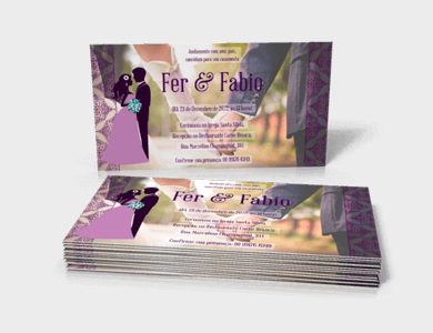 Convite Couchê 300g Laminação Fosca e Hot Stamping 15x18cm - 4x4 - 500 unid