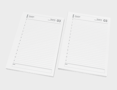 Miolo de Agenda A6 Sulfite 75g PB - Modelo Permanente 2025 - 1x1 - 10 unid
