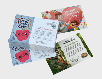 Convites e Postais com Dados Variáveis Supremo 300g Sem Verniz 15x21 cm - 4x0 - 1 unid