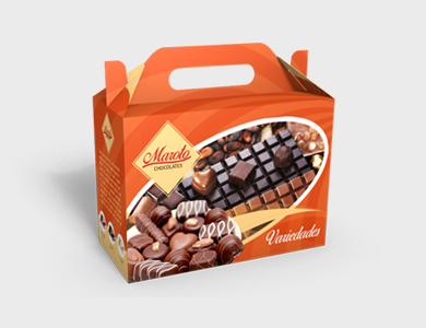 Caixa de Presente Extra Pequena com Alça Couchê 300g Verniz Total Frente 18,9x9x13,5cm - 4x0 - 250 unid